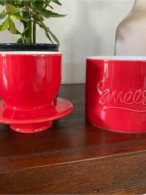 NWOT Sweese red ceramic Butter bell crock.